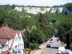 An old chalk quarry in the distance